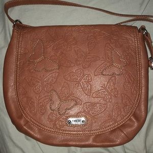 Relic Flap Butterfly Embossed Crossbody Saddle Bag